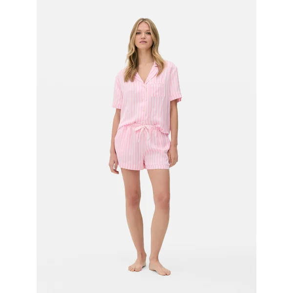 Satin Shorts Pajamas - Light Pink