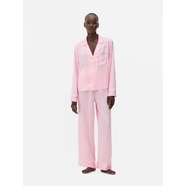Satin Striped Pajamas - Pink