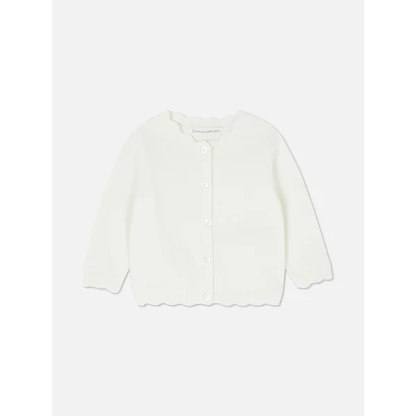 Scallop Trim Cardigan - Ivory