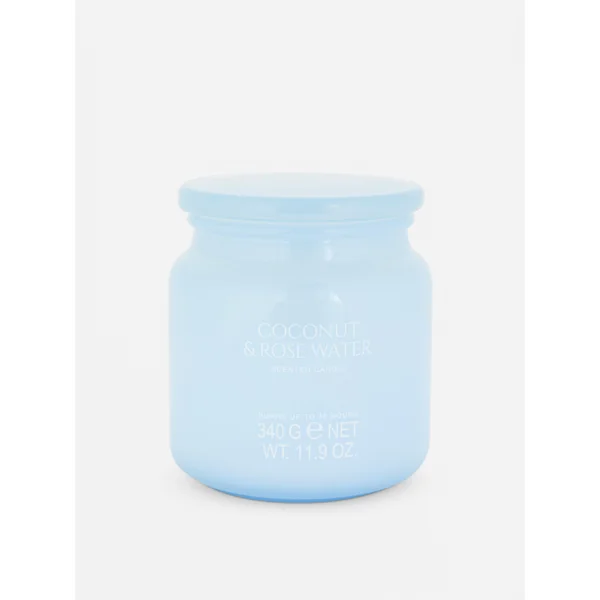 Scented Candle In Lidded Jar - Light Blue