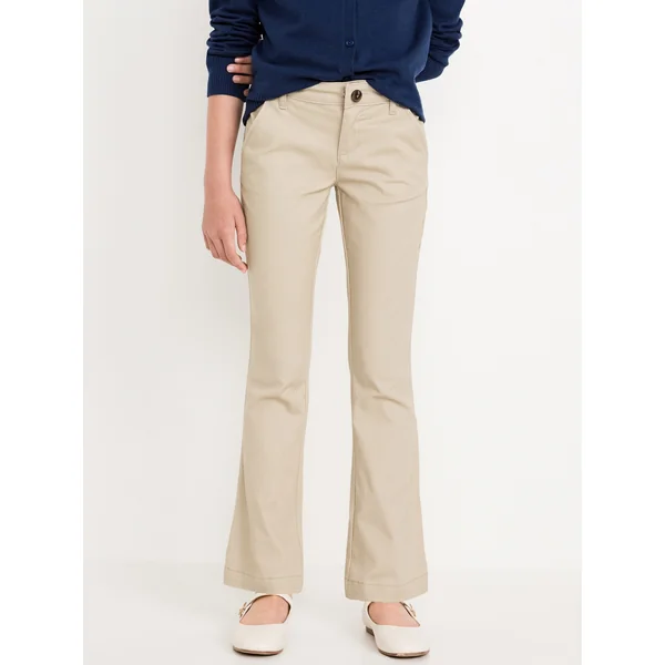 School Uniform Bootcut Pants for Girls - Khaki