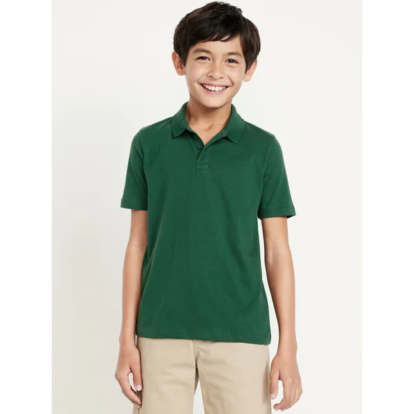 School Uniform Jersey Polo Shirt for Boys - Dark Forest Green