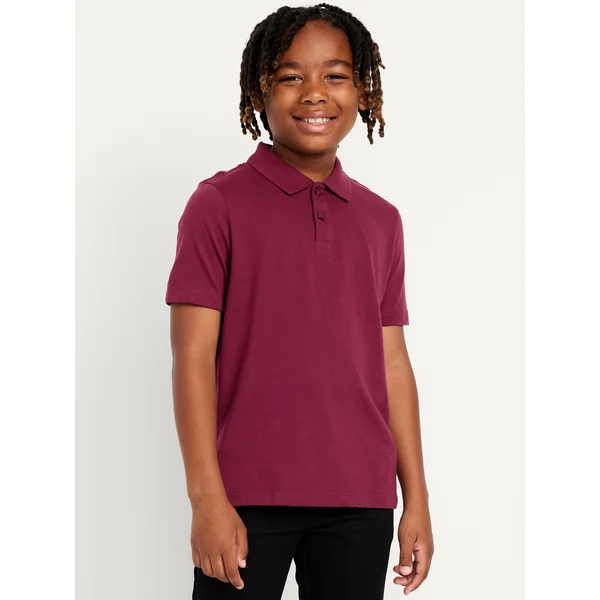 School Uniform Jersey Polo Shirt for Boys - Dark Red