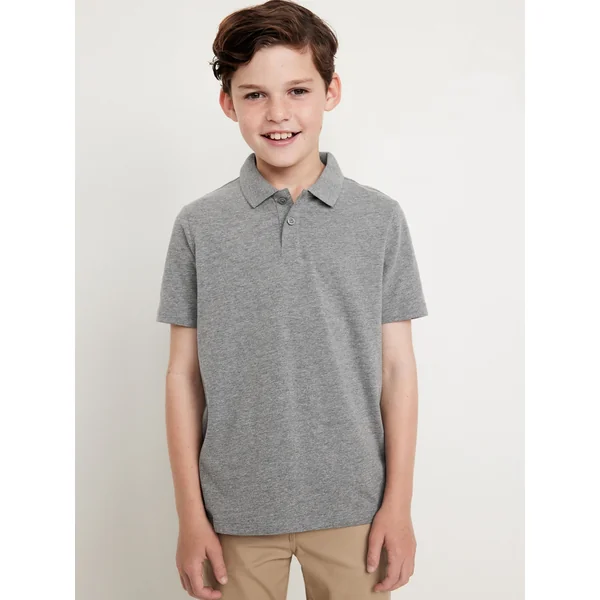School Uniform Jersey Polo Shirt for Boys - Faux-Heather Gray