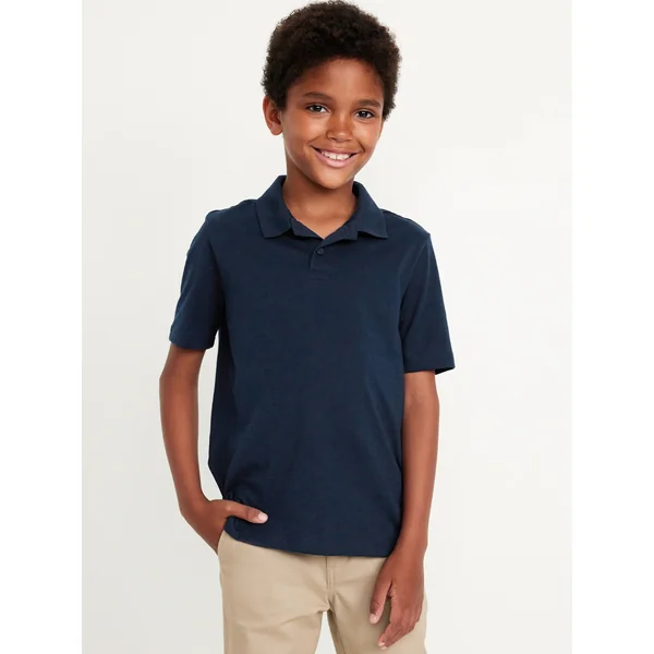School Uniform Jersey Polo Shirt for Boys - Ink Blue