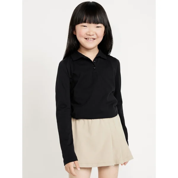 School Uniform Jersey-Knit Polo Shirt for Girls - Black Jack