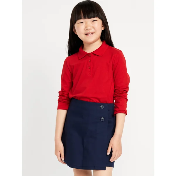 School Uniform Jersey-Knit Polo Shirt for Girls - Red Tape