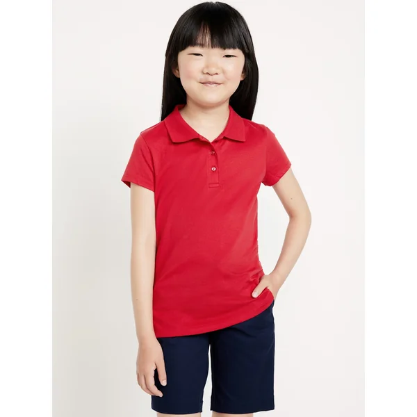 School Uniform Jersey-Knit Polo Shirt for Girls - Red Tape