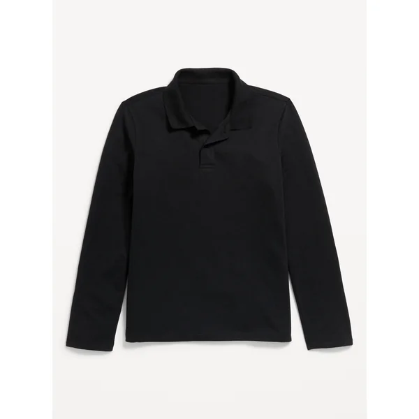 School Uniform Long-Sleeve Polo Shirt for Boys - Black Jack