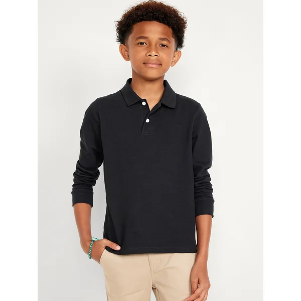 School Uniform Long-Sleeve Polo Shirt for Boys - BlackJack