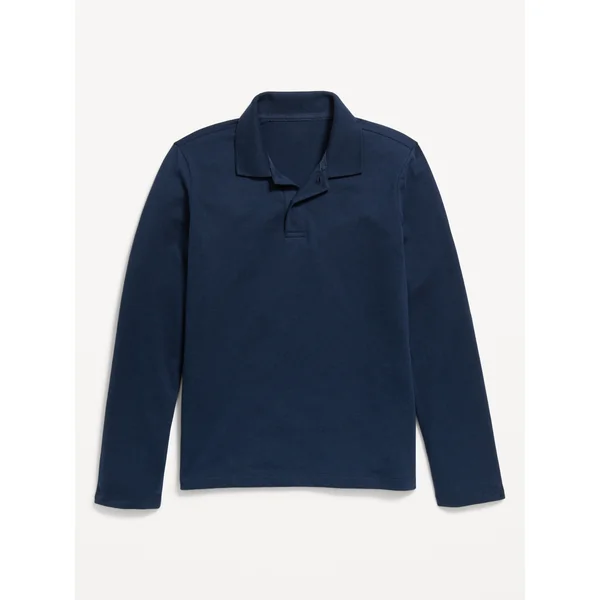 School Uniform Long-Sleeve Polo Shirt for Boys - Ink Blue