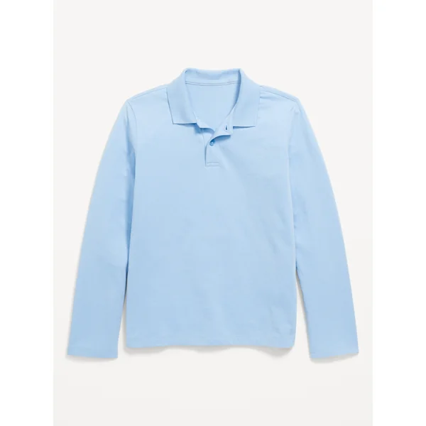 School Uniform Long-Sleeve Polo Shirt for Boys - Monet Blue