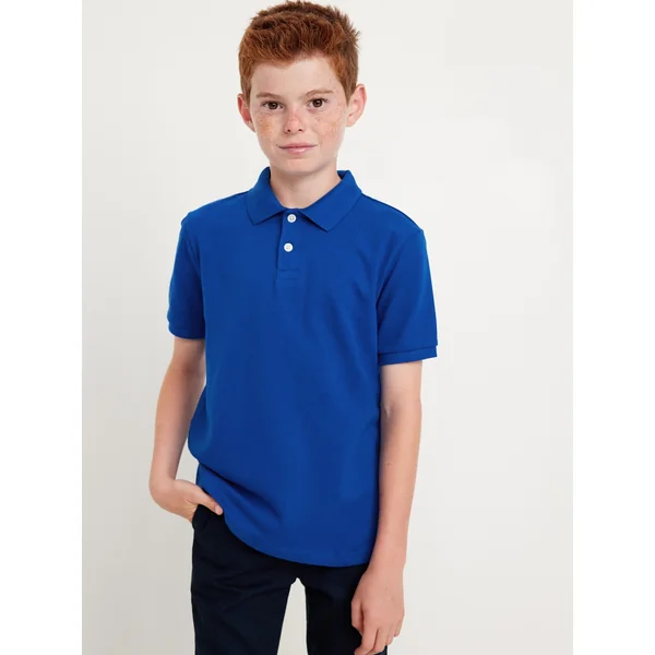 School Uniform Pique Polo Shirt for Boys - Blue Tango
