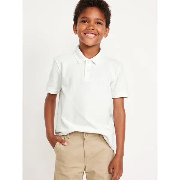 School Uniform Pique Polo Shirt for Boys - Bright White