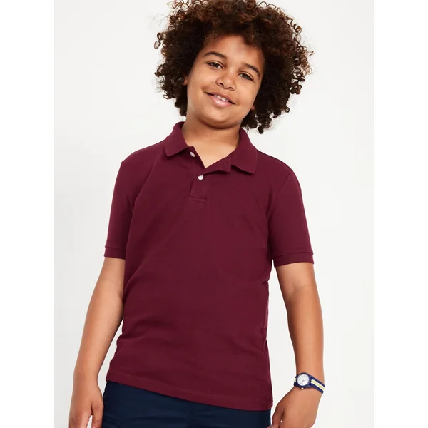 School Uniform Pique Polo Shirt for Boys - Crimson Cranberry