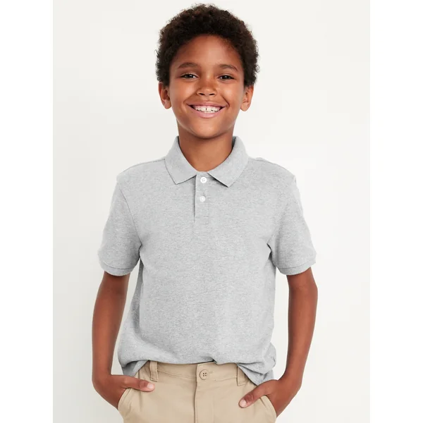 School Uniform Pique Polo Shirt for Boys - Heather Gray