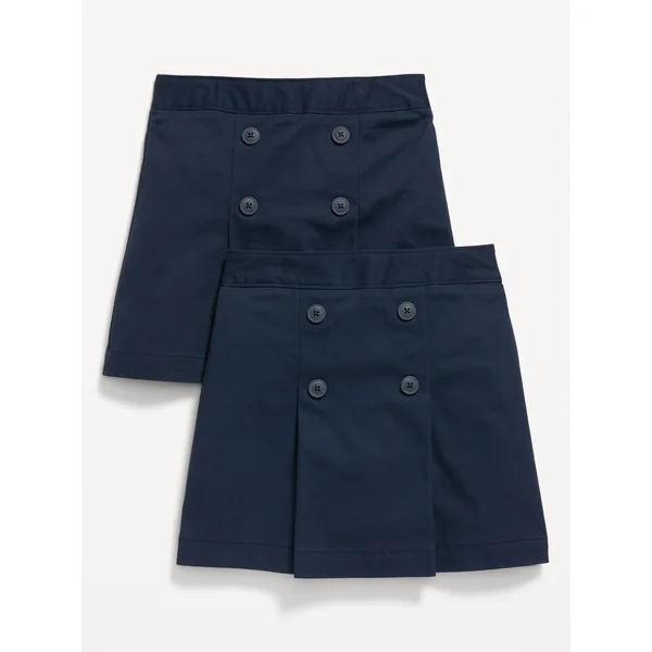 School Uniform Pleated Skort 2-Pack for Girls - Ink Blue