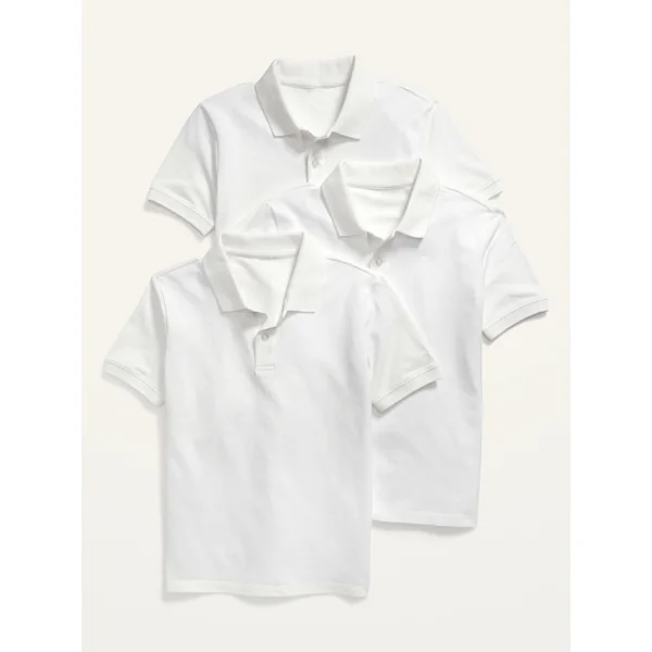 School Uniform Polo Shirt 3-Pack for Boys - Bright White
