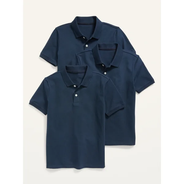 School Uniform Polo Shirt 3-Pack for Boys - Ink Blue