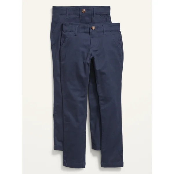 School Uniform Skinny Chino Pants 2-Pack for Girls - Ink Blue