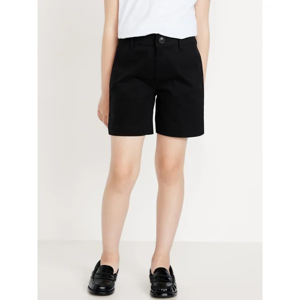 School Uniform Twill Bermuda Shorts for Girls - Light Black Heather