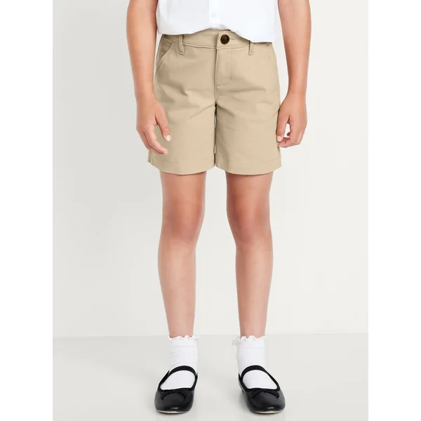School Uniform Twill Bermuda Shorts for Girls - Rolled Oats