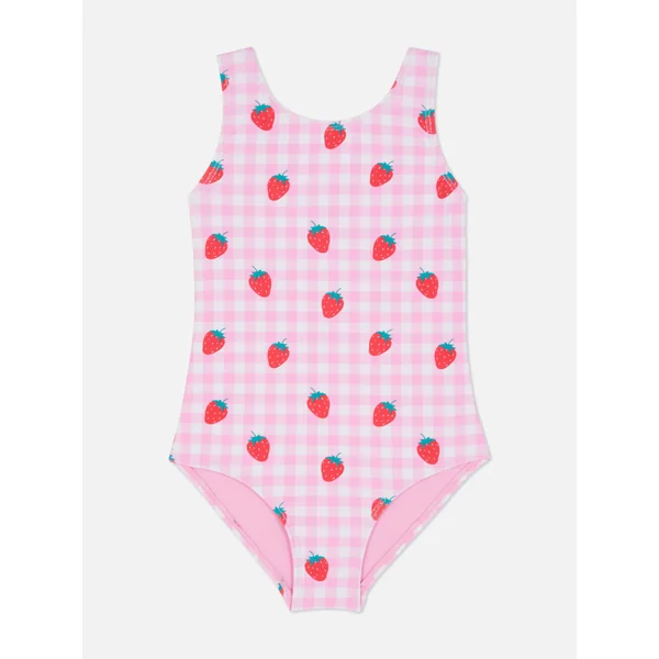 Scoop Back Printed Swimsuit - Pink