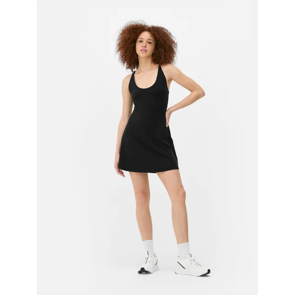 Scoop Neck Mini Dress - Black