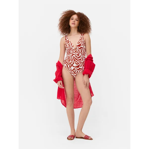 Sculpting V-Neck Swimsuit - Red