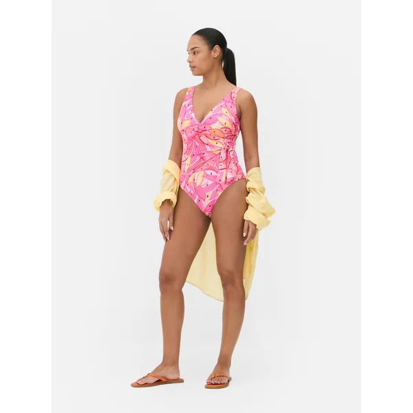 Sculpting Wrap Swimsuit - Dark Pink