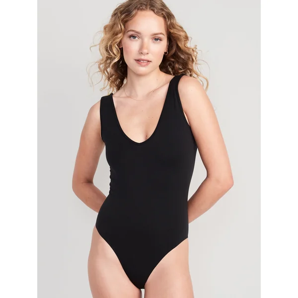 Seamless Base-Layer Tank Top Bodysuit - Black