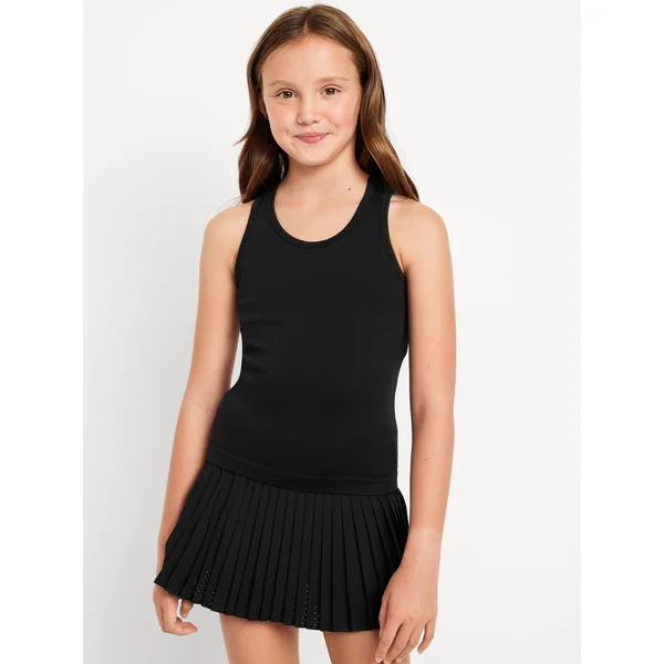 Seamless Fitted Performance Tank Top for Girls - Black Jack
