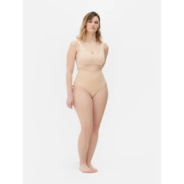 Seamless High Waist Shapewear Briefs - Taupe