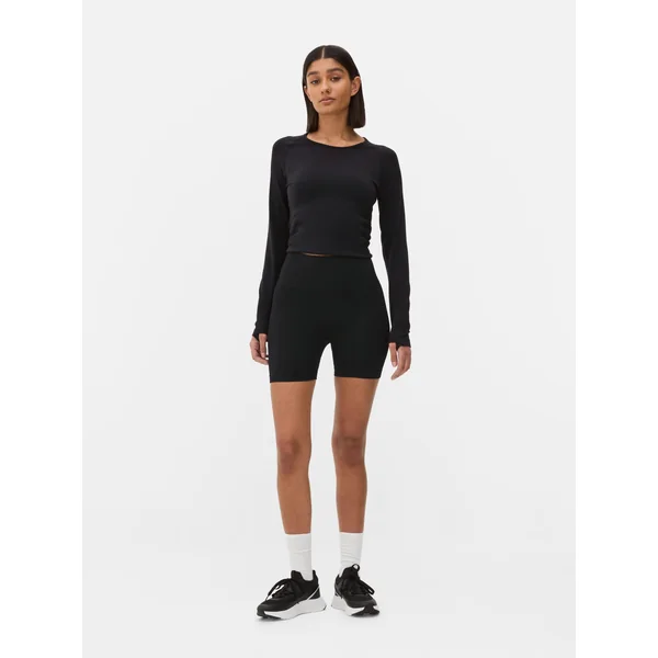 Seamless High Waist Yoga Shorts - Black