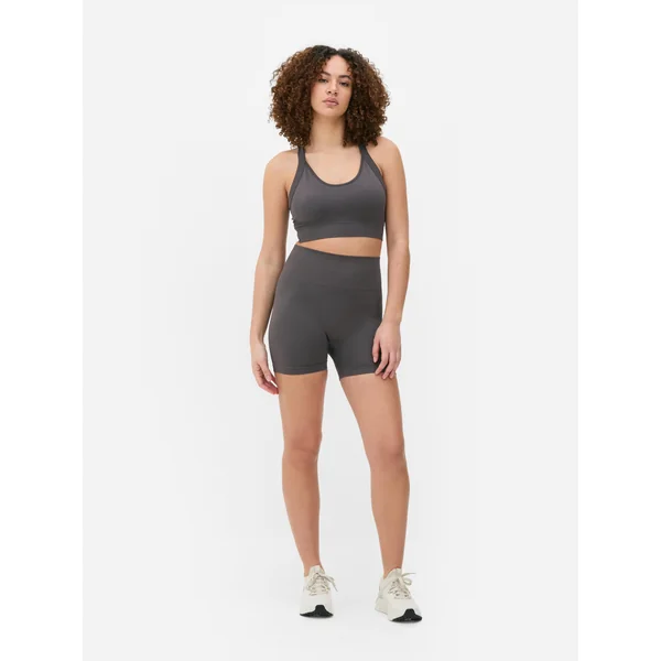 Seamless High Waist Yoga Shorts - Dark Gray