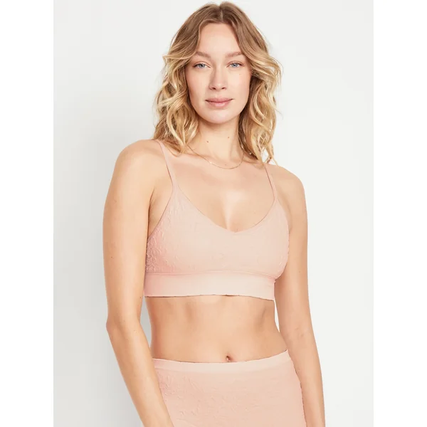 Seamless Lace Longline Bralette - Barely Pink