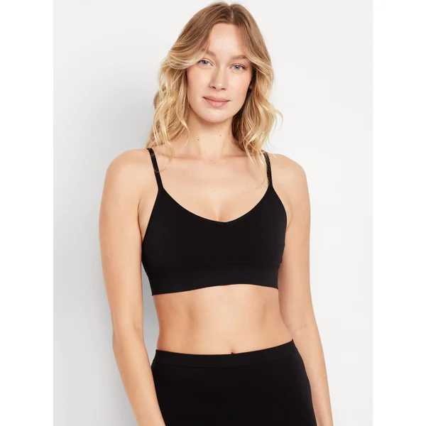 Seamless Ribbed Longline Bra - Black Jack
