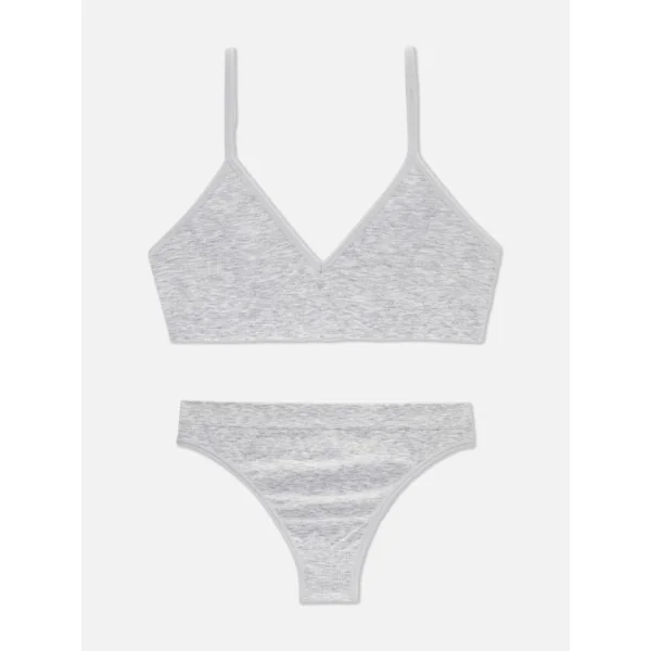 Seamless Triangle Bralette and Underwear Set - Gray Heather