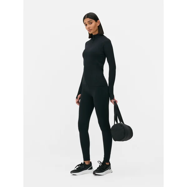 Seamless Zip-Up Sports Jacket - Black