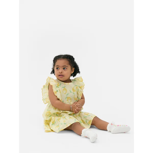 Seersucker Lemon Summer Dress - Yellow