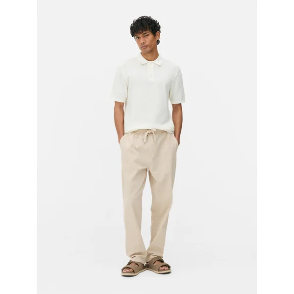 Seersucker Striped Pants - Ivory