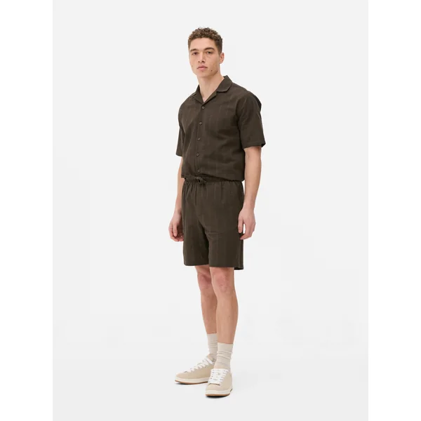 Seersucker Textured Shorts - Chocolate