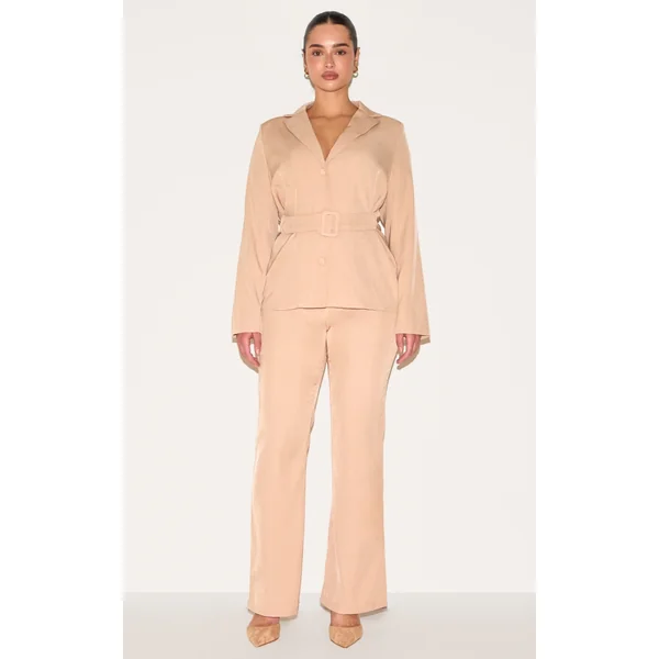 Shape Beige Woven Highwaisted Flared Pants