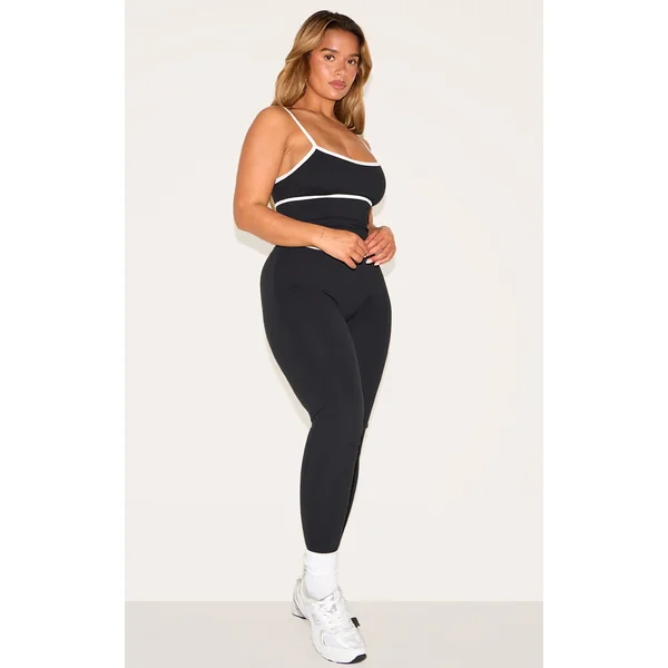 Shape Black Active Contrast Binding Jumpsuit