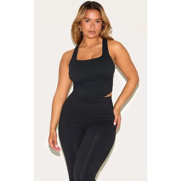 Shape Black Active Cupped Seam Detail Sports Bra