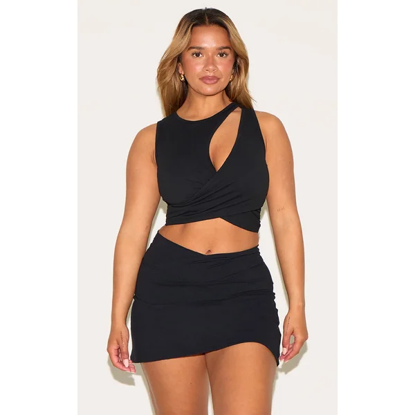 Shape Black Active Cupped Wrap Over Top
