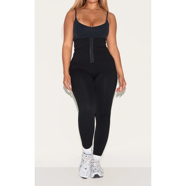 Shape Black Active Highwaisted Hook& Eye Front Cinched Leggings