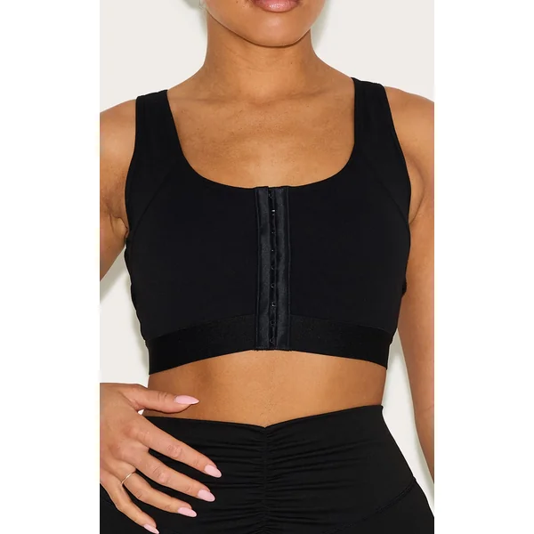 Shape Black Active Hook & Eye Front Support Strap Padded Sports Bra