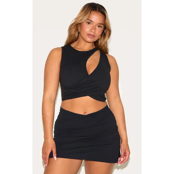 Shape Black Active Wrap Over Waist Skort