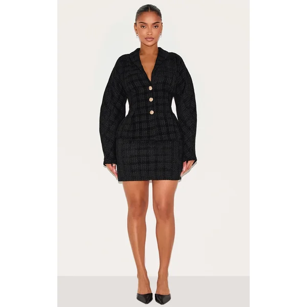 Shape Black Boucle Mini Skirt